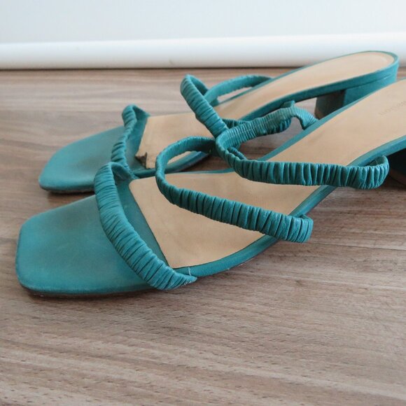 REFORMATION Assunta Strappy Block Heel Mule Slip On Sandals Shoes in Green Sz 8 - Picture 2 of 13